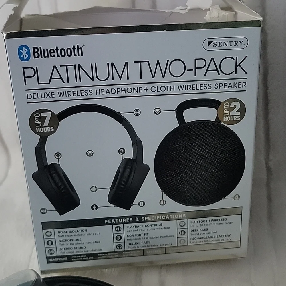 SENTRY BLUETOOTH Deluxe Wire-free Headphone + Earbuds With Charging Case